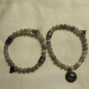 Set of Two Moonstone Gemstone Bracelets